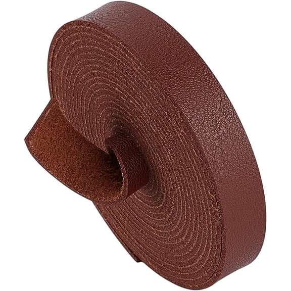 98 Inch Lychee Pattern Leather Strap 0.5inch Wide Single Side Imitation Flat Leather Cord