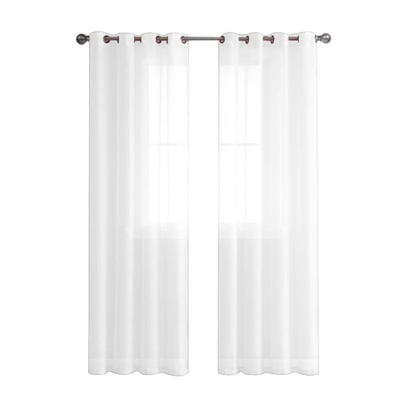 98‑Inch Semi‑Sheer Grommet Window Curtains, Light Filtering Vertical Drapes, Soft Translucent Window Treatments for Bedroom, Living‑Room Indoor Home Window Decoration-(White)
