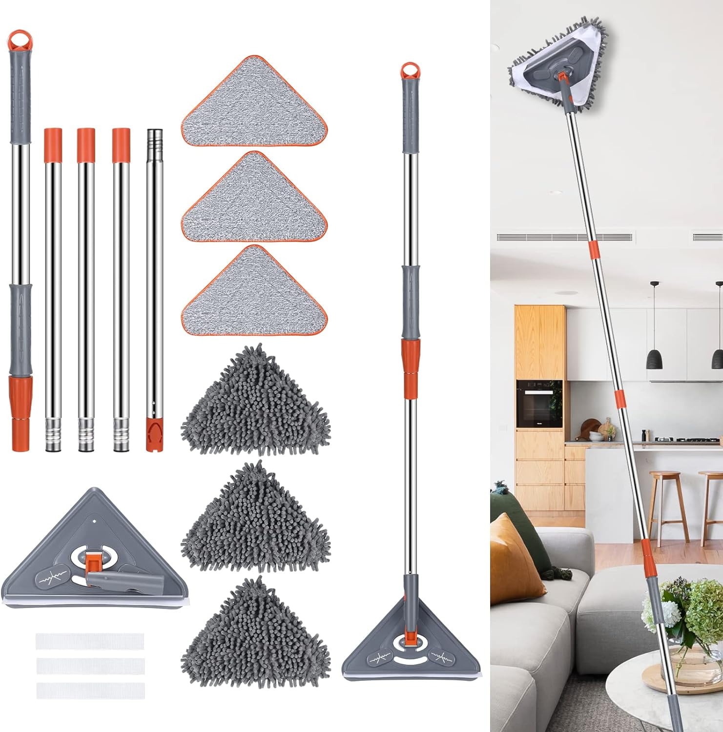 Wall Rota 98 Inch Wall Cleaner with Long Handle, 360 Rotatable Adjustable ...