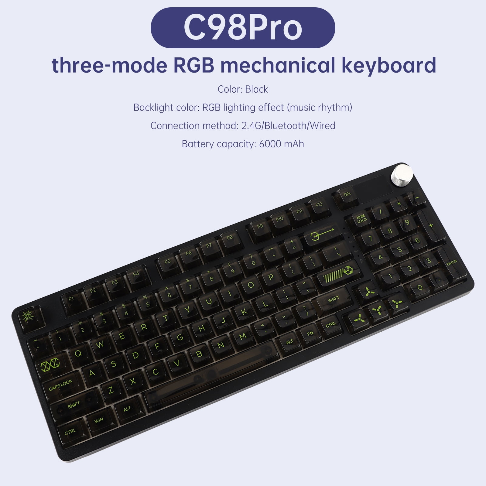 98-Key 2.4G Wireless Bluetooth Three-Mode Mechanical Keyboard DIY Customized RGB