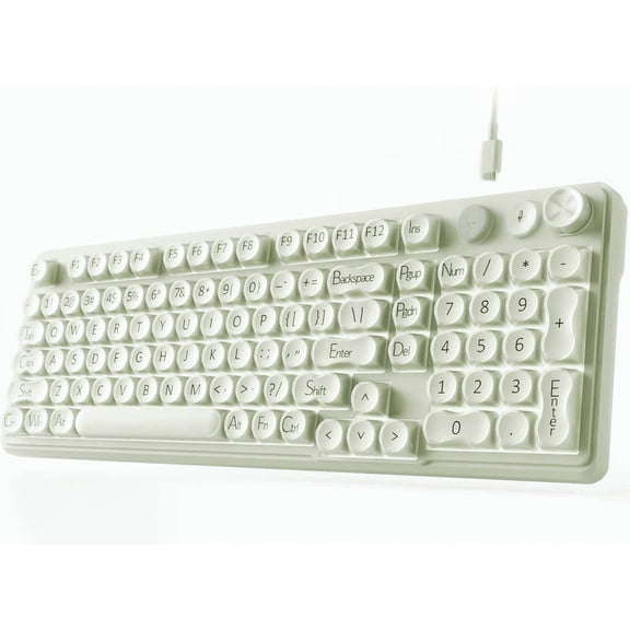 98-Key Wired Gaming Keyboard with Display Screen and Media Knob RGB Lighting Creamy Finish Color Green