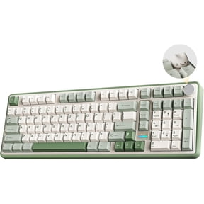 98 Keys 96% Layout Mechanical Keyboard Hot Swappable Gasket Mount Tri Mode Wireless South Facing RGB PBT Keycaps Volume Knob Cute Decor Keycap for Office Gaming Windows Mac Android Compatible