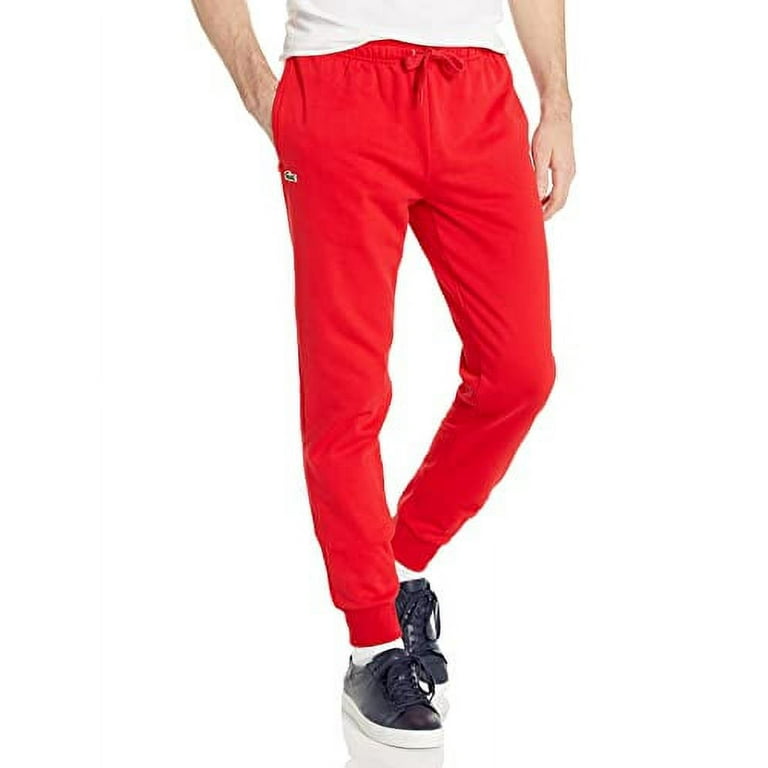 98$ Lacoste Men's Sport Brushed Fleece Pant with Elastic Leg Opening, red,  2XL 