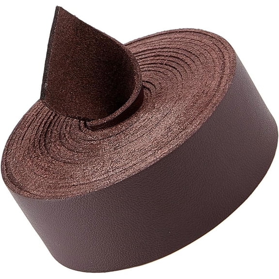 98 Long Leather Strap Strips 0.98 Wide Flat Leather Cord Strings 0.06 Thick Lychee Grain Imitation Leather Threads for DIY Crafts Guitar Belt Making Tooling Workshop Coconut Brown