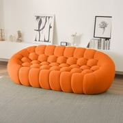 98" Modern Bubble Couch 3-Seater, Oversized Curved Couches, Lazy Curved Bubble Floor Sofa, 3D Textile Mesh Fabric for Living Room,Office,Apartment,No-Assembly, Orange Couch