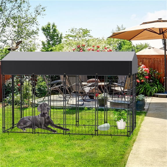 98" Outdoor Dog House Kennel Wire Metal Pet Cage Fence Play Pen Crates Yard