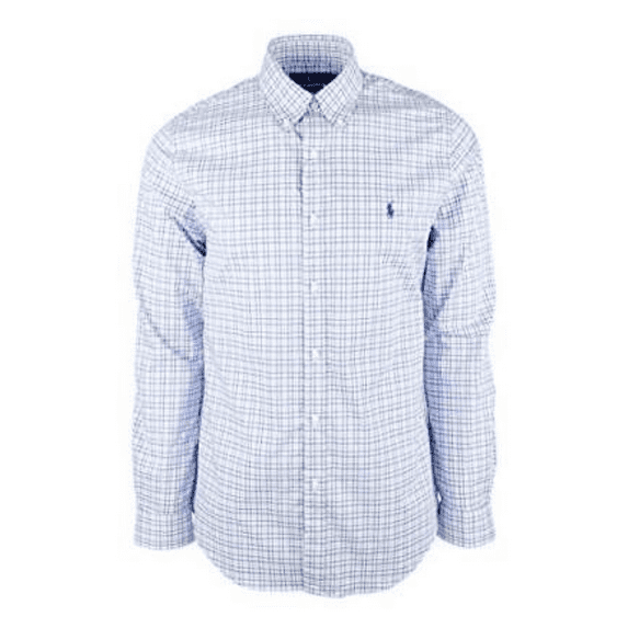 $98 Polo Ralph Lauren Men's Plaid Stretch Long Sleeves Shirt , Blue , XL