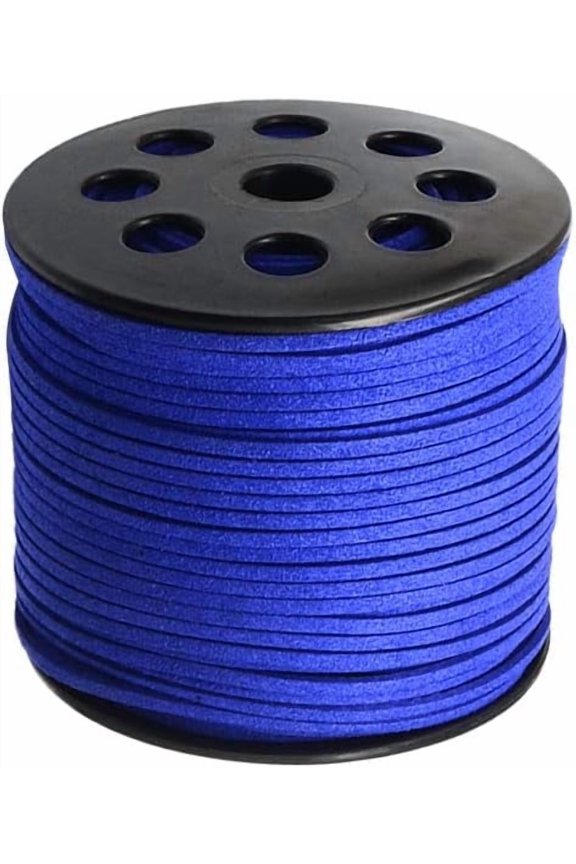 98 Yards Flat Faux Suede Leather Lace 3mm Micro-Fiber Leather String Cord Beading Thread for Jewelry Making Crafting Tassels Necklaces Bracelet Bowknot 3x1.4mm - Blue