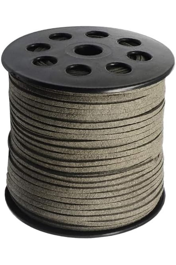 98 Yards Flat Faux Suede Leather Lace 3mm Micro-Fiber Leather String Cord Beading Thread for Jewelry Making Crafting Tassels Necklaces Bracelet Bowknot 3x1.4mm - Gray