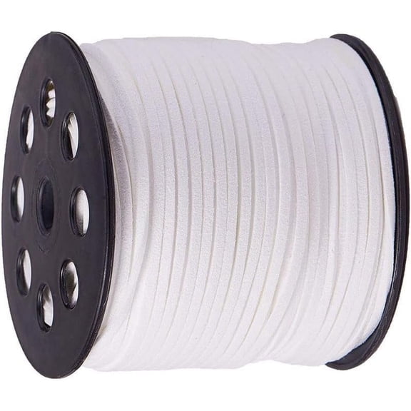 98 Yards Flat Suede Leather Lace 2.7mm Micro-Fiber Leather String Cord Beading Thread for Jewelry Making Crafting Tassels Necklaces Bracelet Bowknot 2.7x1.4mm - White White