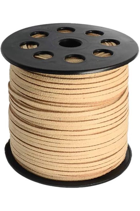 98 Yards Flat Suede Leather Lace 3mm Micro-Fiber Leather String Cord Beading Thread for DIY Jewelry Making Crafting Tassels Necklaces Bracelet Bowknot 3x1.4mm - Peach Puff