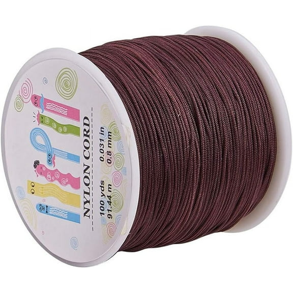 98 Yards Nylon Craft Thread Cord 0.8mm Satin Trim Cord Chinese Knotting Beading Cord for DIY Jewellery Making Macrame Kumihimo Shamballa Friendship Bracelet - Coconut Brown