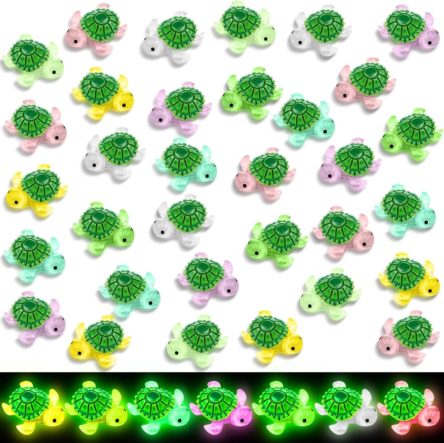 98 count Luminous Mini Turtles Miniature Sea Turtle in The Dark Cute ...