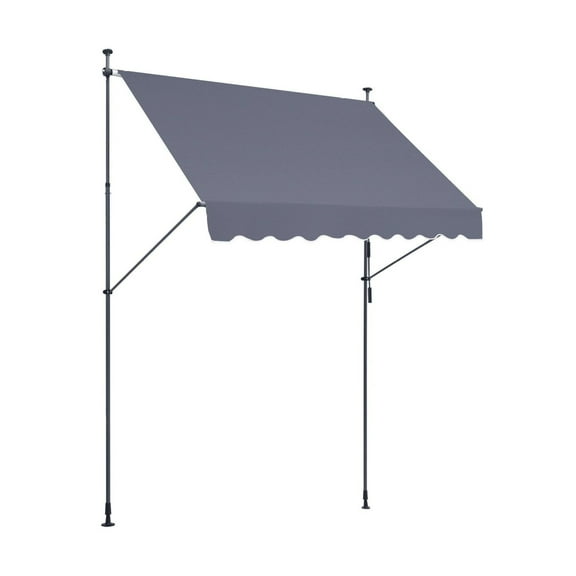 98 x 47" Patio Awning Retractable, Awning Sunshade Shelter with Manual Crank Handle, Outdoor Patio Canopy Sunsetter Deck, Adjustable Height from 86 to 122 in, for Patio/Balcony/Yard, Dark Gray