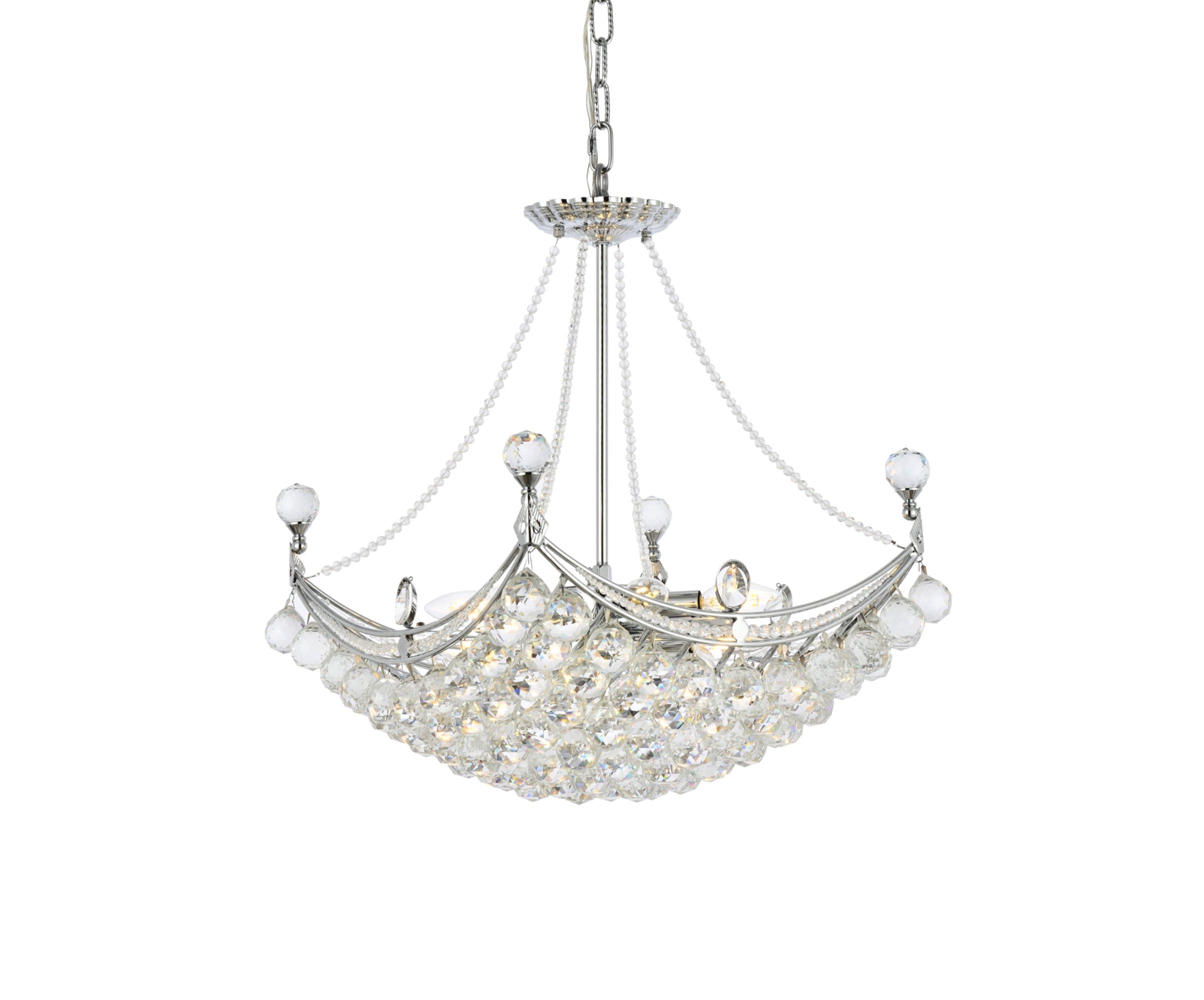 Corona Empire-Style 20" Chrome Chandelier with Clear Royal Cut Crystals