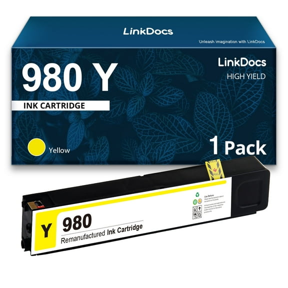 980XL Ink Cartridge Compatible for HP 980 Y D8J09A Ink Cartridge to use with OfficeJet Enterprise Color Flow MFP X585z MFP X585dn X585f OfficeJet Enterprise Color X555dn X555xh Printer(Yellow 1Pack)