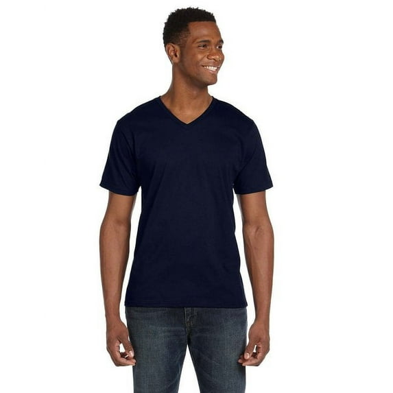 982 Anvil Adult Lightweight V-Neck T-Shirt Navy S