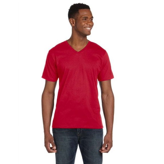 982 Anvil Adult Lightweight V-Neck T-Shirt Red S