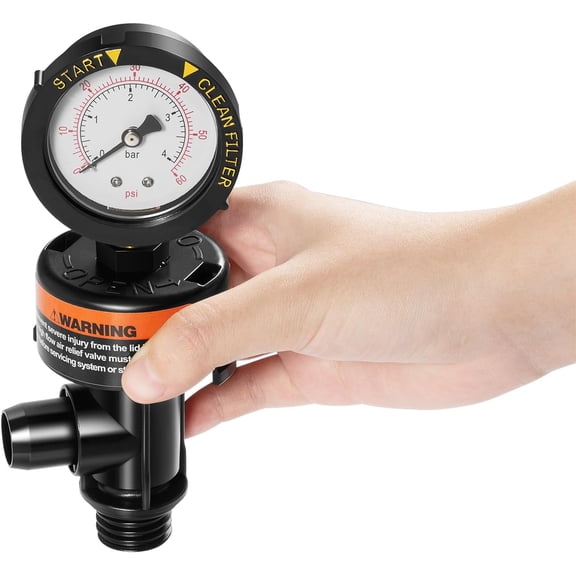 98209800 High Flow Manual Relief Valve Replacement with Pressure Gauge/Air Relief Manual Valve Assembly for Pool and Spa Filter