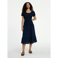 thumbnail image 1 of Time and Tru Women's Smocked Cotton Peasant Dress with Short Sleeves, Sizes XS-XXXL, 1 of 5