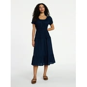 midi blue dresses for women Sadie & Sage Abstract Stretch Midi Dress - Blue main image 1