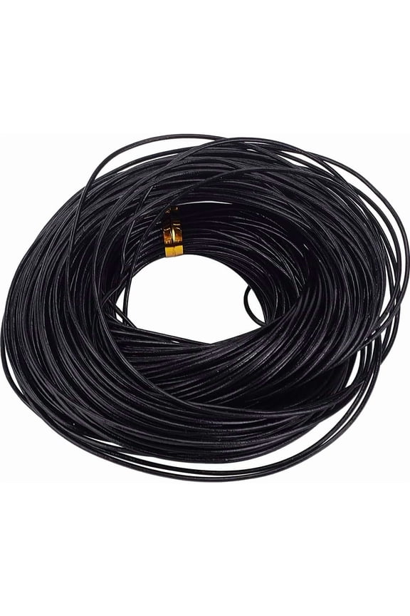 984.3 Inch Black Genuine Leather Cord Cowhide Leather Strings Round Leather Rope or Bracelet Anklet Necklace Lanyards Keychain Jewelry Making DIY Crafts Beading Threads Black
