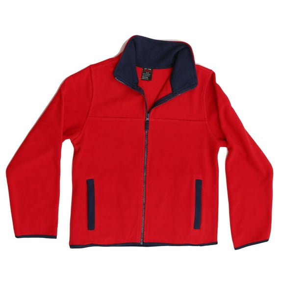 98502-HTR-4-5 At The Buzzer Polar Fleece Boys Jacket - Solid (Red / Navy, 14-16)