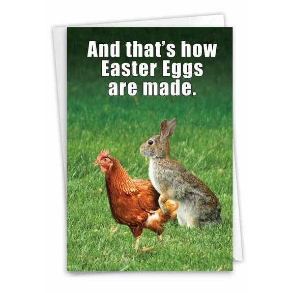 NobleWorks Funny Easter Greeting Card w/ 5x7 Envelope (1 Card), for Men, Women, Easter Eggs Made 9858
