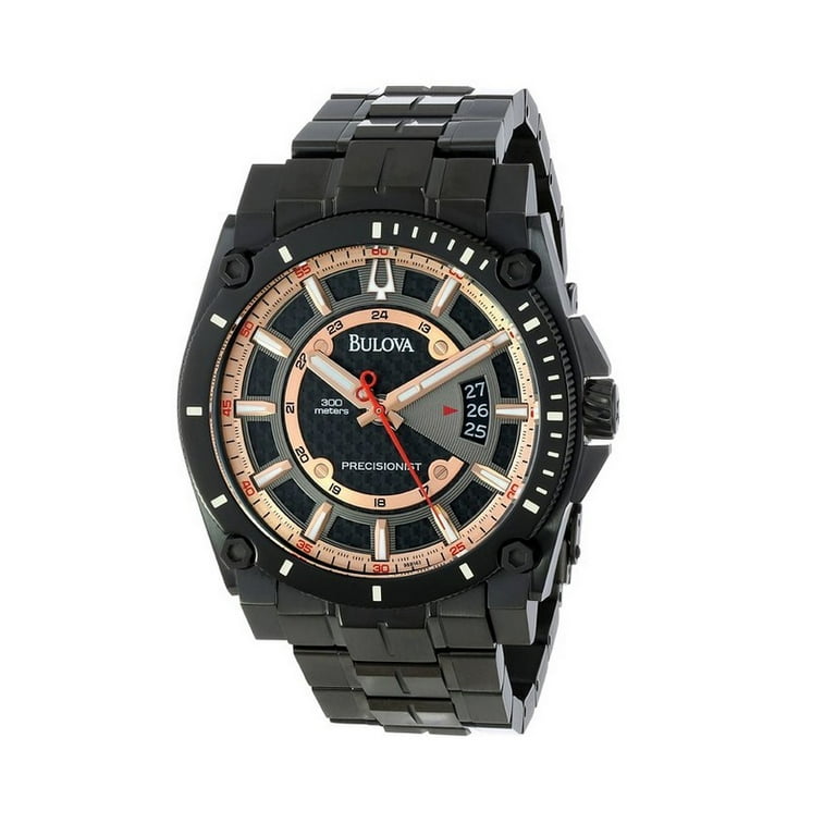 98B143 Men s Precisionist Black IP SS Charcoal Dial Dive Watch
