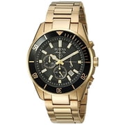 98B250 Mens Marine Star Black Dial Yellow Gold Steel Bracelet Chronograph Watch