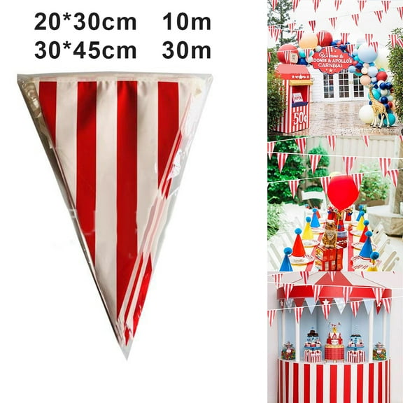 98Ft Carnival Circus Party Decorations Supplies, Circus Carnival Bunting Banner, Red and White Pennant Banner Triangle Bunting Flag for Carnival Birthday Party
