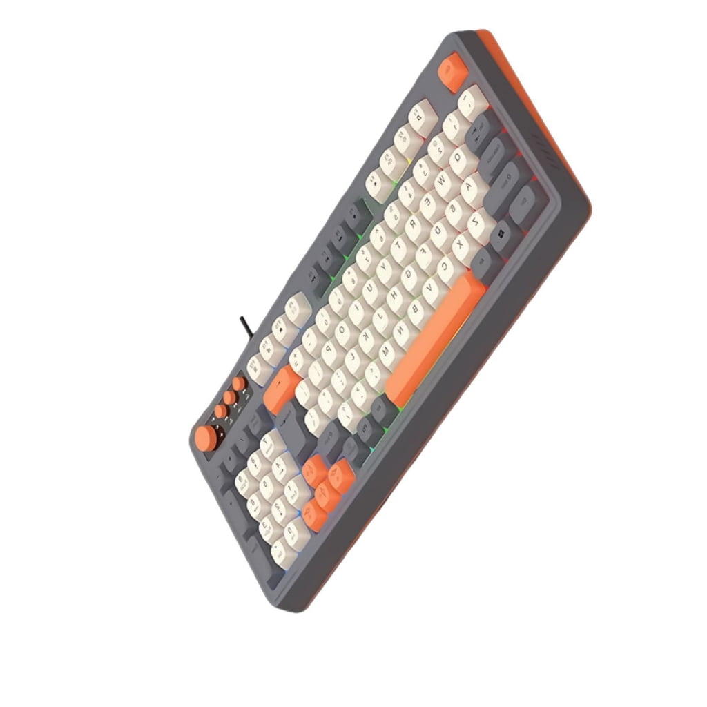 98Key Wire Gaming Keyboard with ARGB Effects, Ergonomic Keyboard, Comfortable Keycaps for Gaming and Use