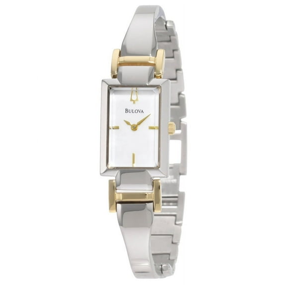 98L149 Women's Dress MOP Dial Two Tone Bangle Bracelet Watch