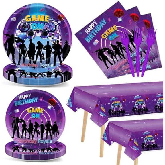 98PCS Game Birthday Party Decors, Plates/Napkins/Tablecloths, Gamer Theme, Kids Party Supplies | Home Decor