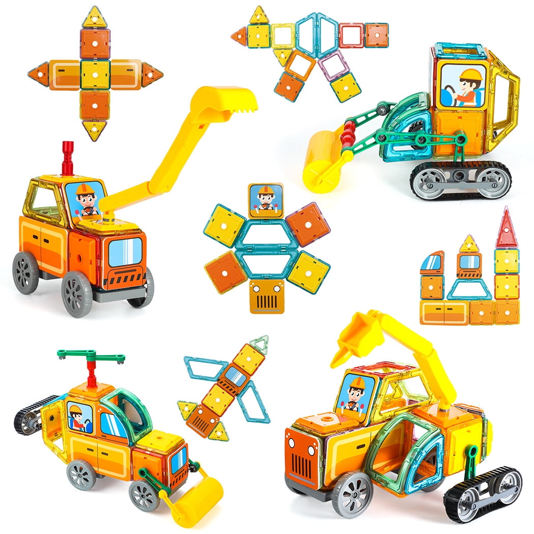 76pcs Magnetic Tiles Building Blocks Kids Toys Gifts set For Boy Girls 3  Year up