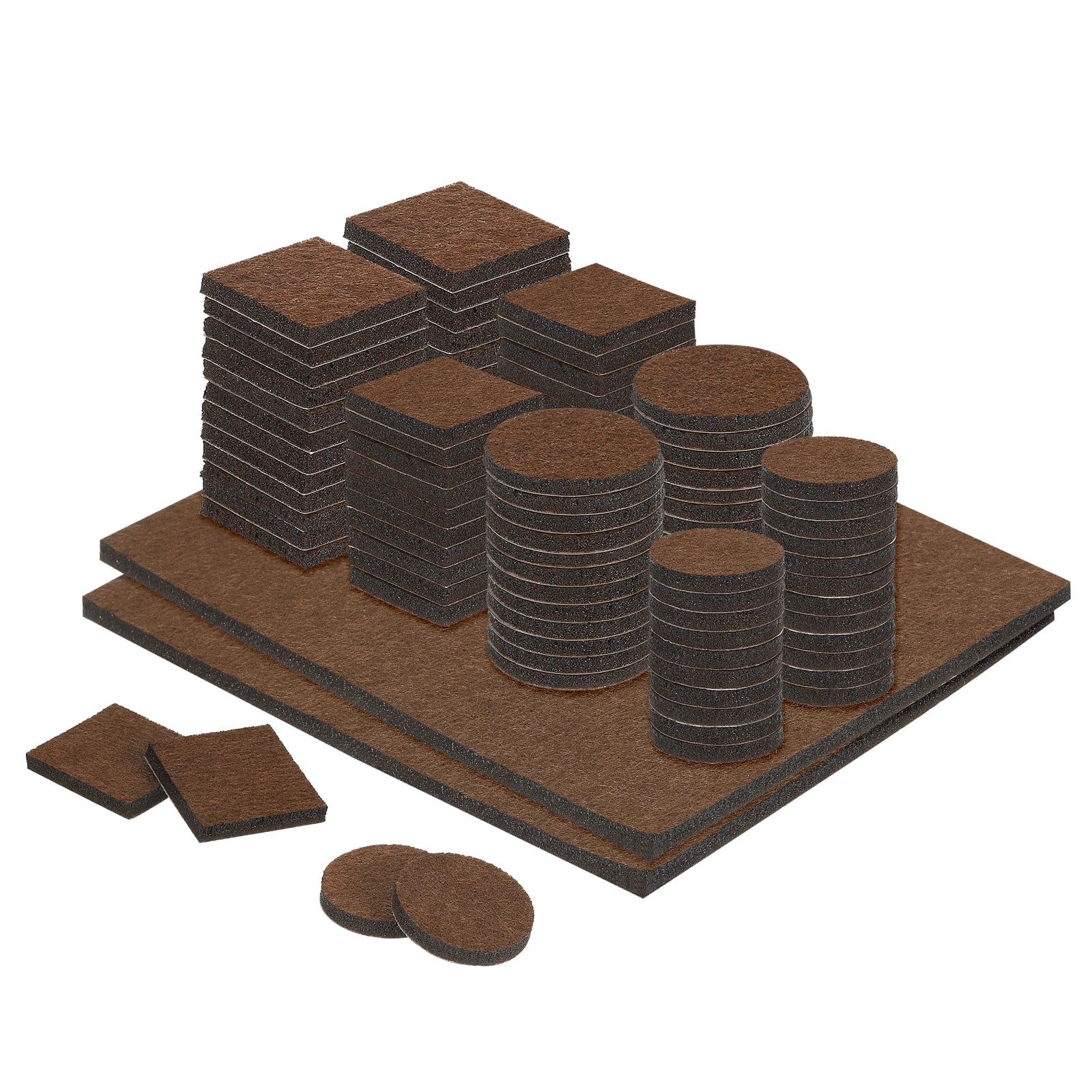 98Pcs Felt Furniture Pads, Pure Wool Felt Furniture Feet Wood Floor Protectors Self Adhesive for Protecting Hardwood Floors, Table Legs and Chair Legs, Brown