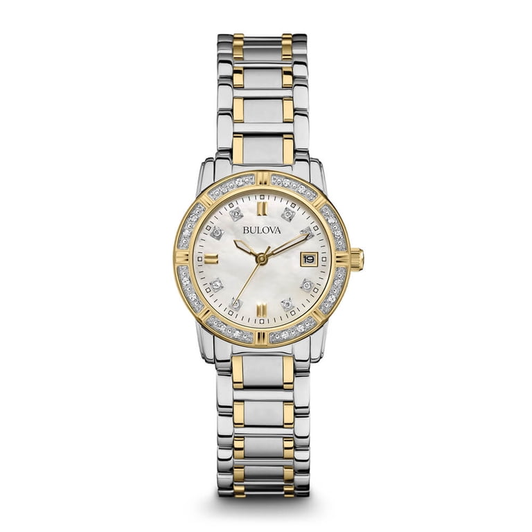 Bulova Watch Women 26mm Silver Gold Tone 98R107 MOP Diamond with New Battery  VG Bulova Watch Women 26mm Silver Gold Tone | Mercari main image 3