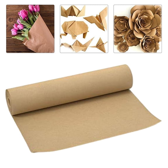 98feet Brown Kraft Paper Roll DIY Eco Friendly Decorative Easel Paper Roll for Easter Wedding, Kraft Paper Roll for Packing Gift Wrapping Shipping 23. wide
