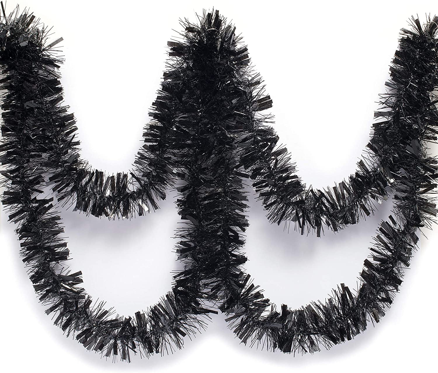 98ft Black Tinsel Garland Christmas Foil Tinsel Garland Decoration Metallic Banner Wall Hanging Tinsel Streamers Garland for Christmas Tree Birthday Party Decorations