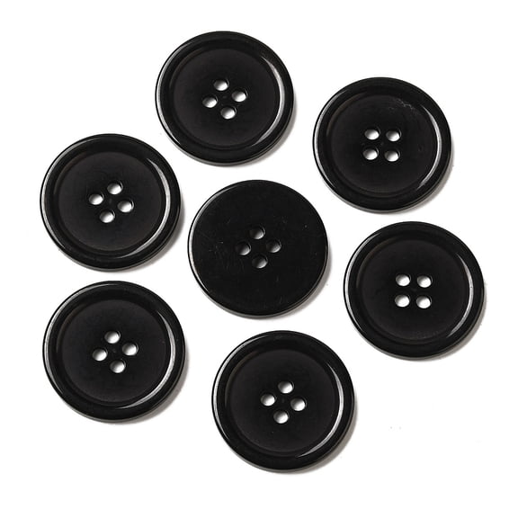 98pcs/Bag 30mm Buttons Flat Round Resin Buttons 4 Holes Craft Buttons for Sewing Scrapbooking DIY Craft-Black