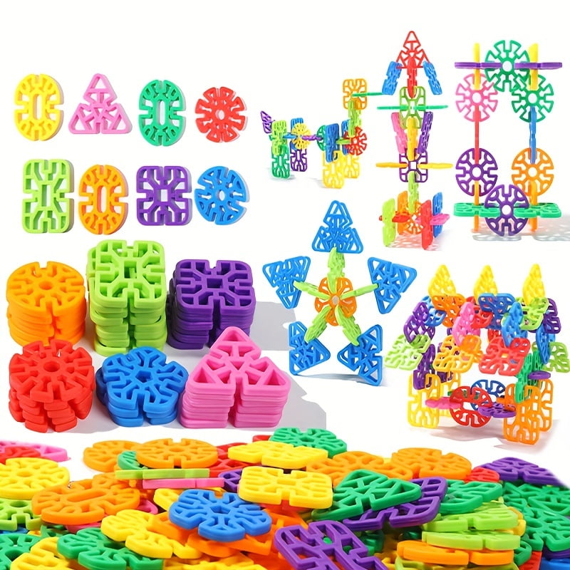 98pcs Snowflakes Building Blocks Fun DIY Assembly Puzzle For Boys Girls Thickened Round Hole Puzzle Educational Toys Halloween Thanksgiving Day Christmas gift Walmart