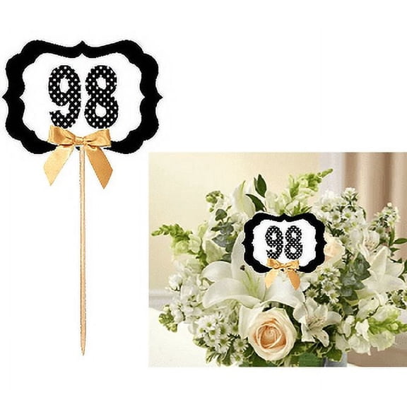98th Birthday / Anniversary Table Decoration Party Centerpiece Pick - Set of 6