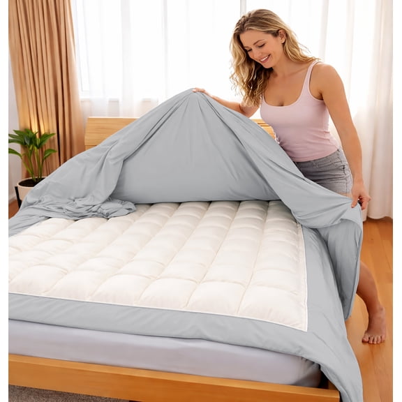 98x120 Duvet Cover - 3 sided Zipper Duvet Cover Oversized King - 3 Side Zipper Close, 3 PCS Oversized King Duvet Cover & 2 Pillow Cases(20'X40) Silver Gray