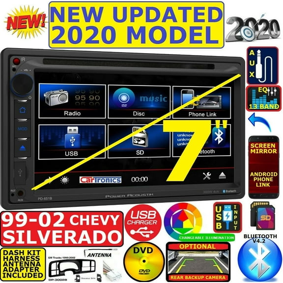 99 00 01 02 SILVERADO SIERRA DVD TOUCHSCREEN BLUETOOTH USB AUX CAR STEREO RADIO
