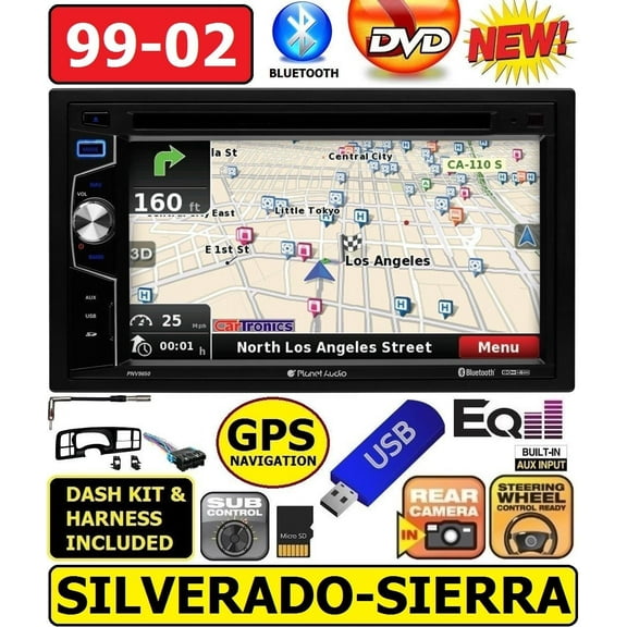 99 00 01 02 SILVERADO SIERRA NAVIGATION BLUETOOTH CD/DVD USB CAR STEREO RADIO