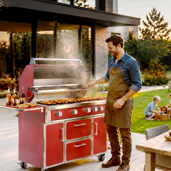 99,000 BTU Stainless Steel Grill Featuring Four Cast stainless burners and Infrared back burner