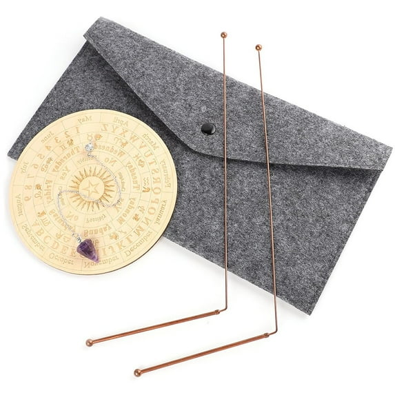 99.9% Copper Dowsing Rod Psychic And Divining Pendulum Plate Pad Kit