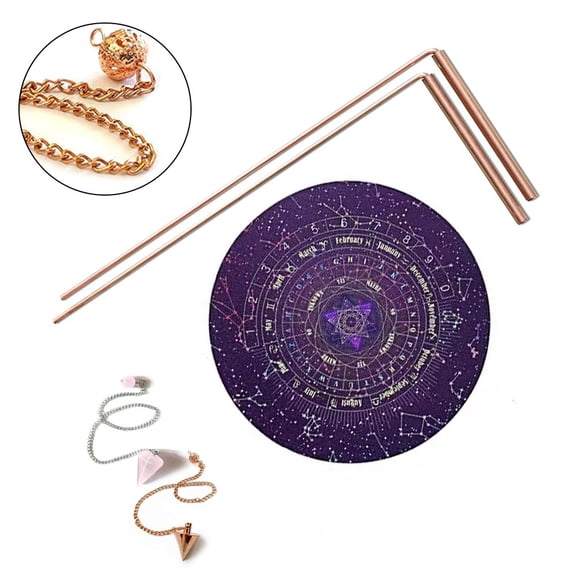 99.9% Copper Dowsing Rod Psychic and Divining Pendulum Plate Pad Kit