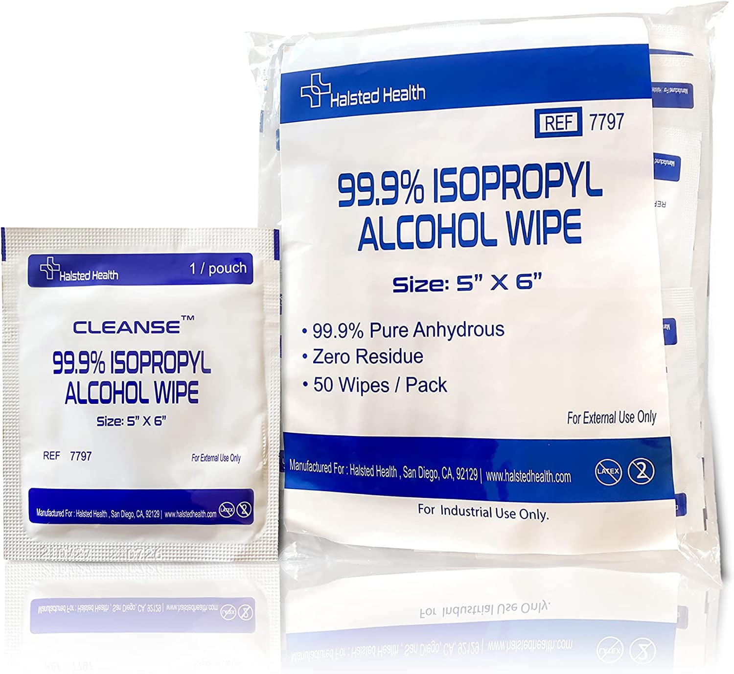 99.9 Isopropyl Alcohol Handy Wipe, 50 Wipes / Bag, Size 6in x 5in