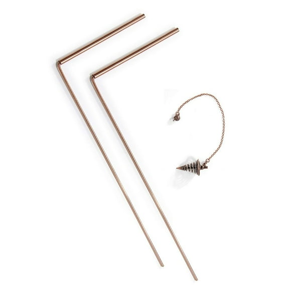 99.9% Pure Copper Dowsing Rods Kit 2Pcs Divining Rods Bag Gloves Pendulum For Water Divining Witching Metal Detector Rod